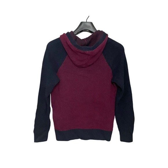 Armani Exchange Sweater Burgundy Red Navy Blue Knit Hoodie A|X Size XSmall - Picture 3 of 4